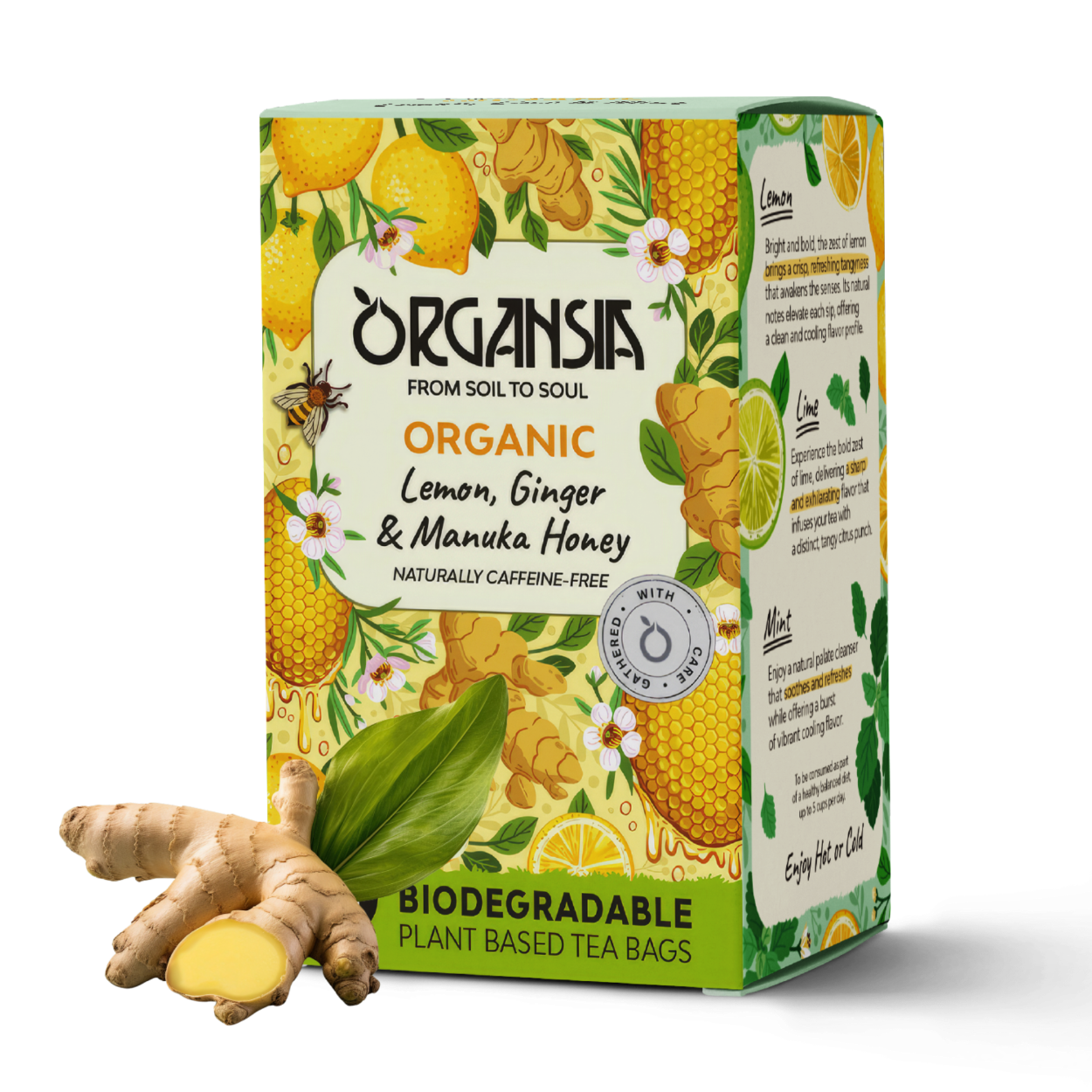 Organsia | Organic Lemon Ginger & Manuka Honey | 18 Tea Bags